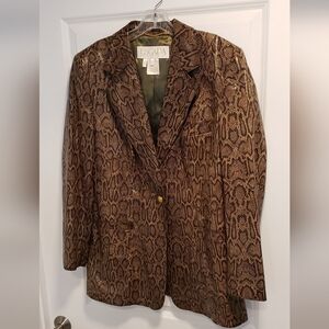 Escada Leather Jacket Python Animal Print  sz 44 stunning 😍